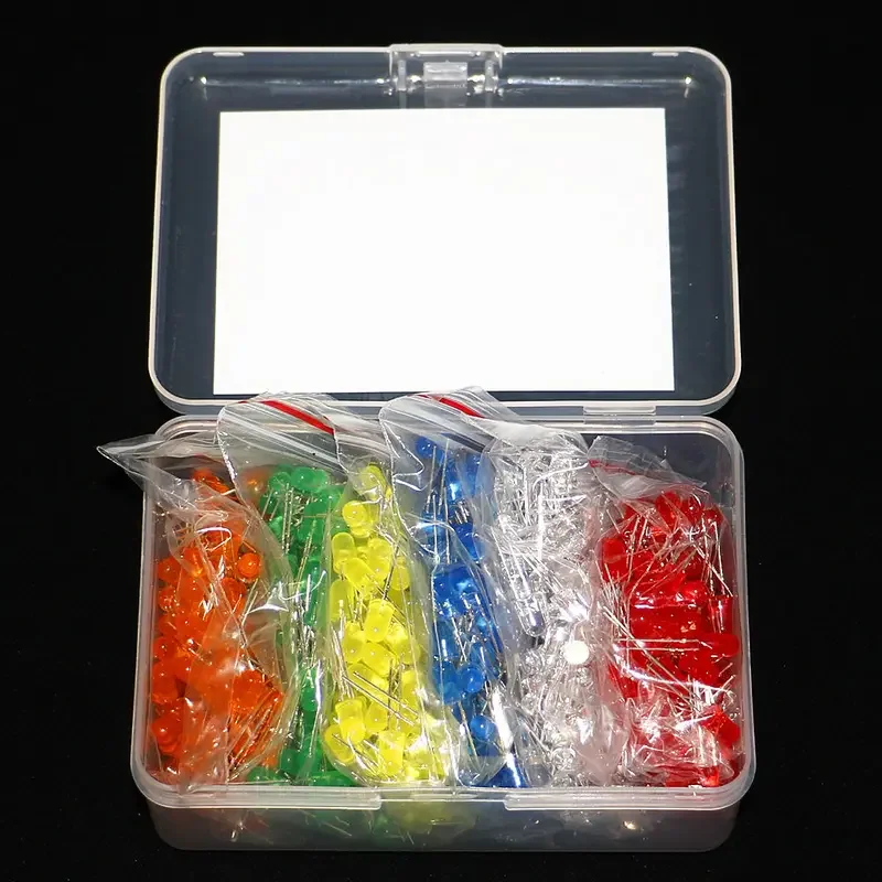 600Pcs 6 colors x 100pcs White Red Green Blue Yellow Orange F5 5mm led Diffused light-emitting Diode Assorted kit