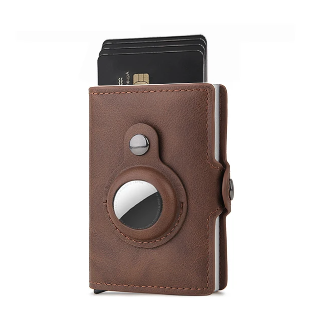 Carbon Rfid Card Holder Men Women Airtag Wallet Money Bag Leather Purse Slim Thin Wallets For Apple AirTags Tracker Air Tag 2023