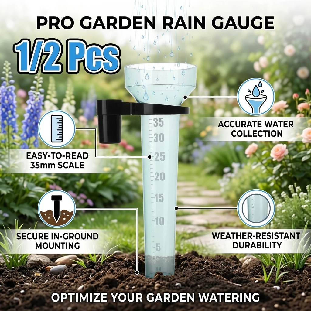 1/2Pcs 35mm Rain Gauge Rainwater Meter Polystyrene Water Rain Measurement Tool Outdoor Garden Ground Rainfall Guage
