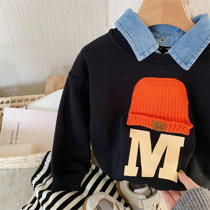 Boys Hoodies Sweatshirts Cotton Tops Outwear 2023 Classic Spring Autumn Windproof Kids Plus Size Children\'s Clothing