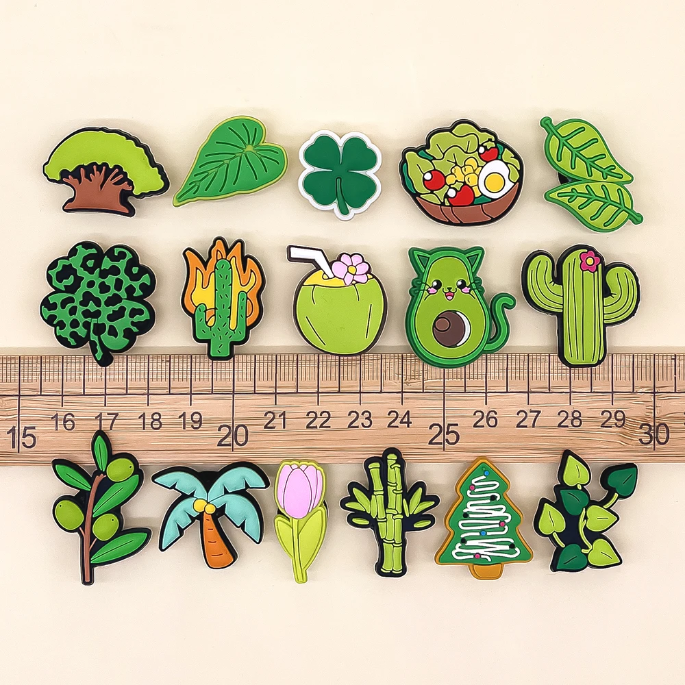 1/30pcs Naturual Green Plants Shoe Charms for Women Girls Kids Pins Accessories Cactus Flower Lemon Shoe Decorations Gift Buckle