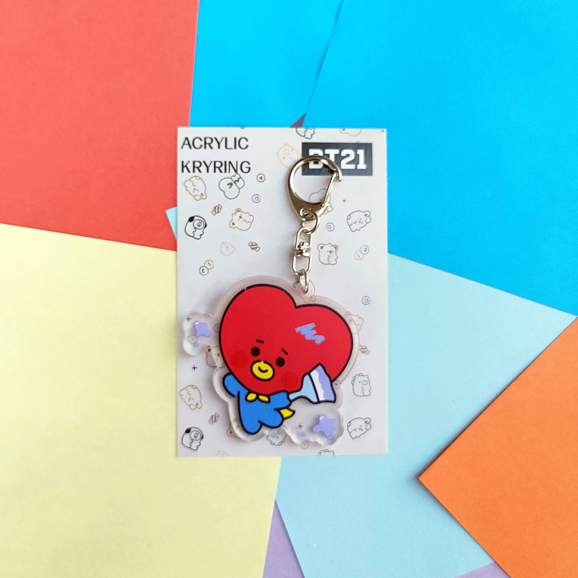 New Bt21ed Kawaii Anime Tata Rj Cooky Chimmy Graffiti Acrylic Keychain Cute Cartoon Bag Pendant Ornament Girls Gift