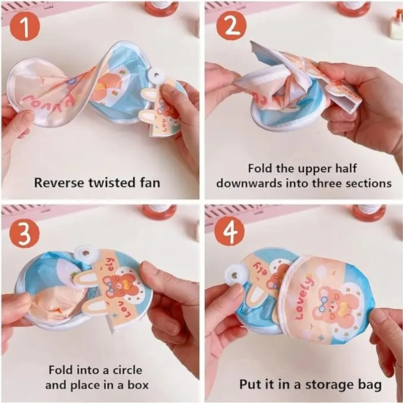 6pcs Collapsible Fan Foldable Round Hand Fans Mini Pocket Hand Fan Children Student Portable Wedding Birthday Party Gift Photos