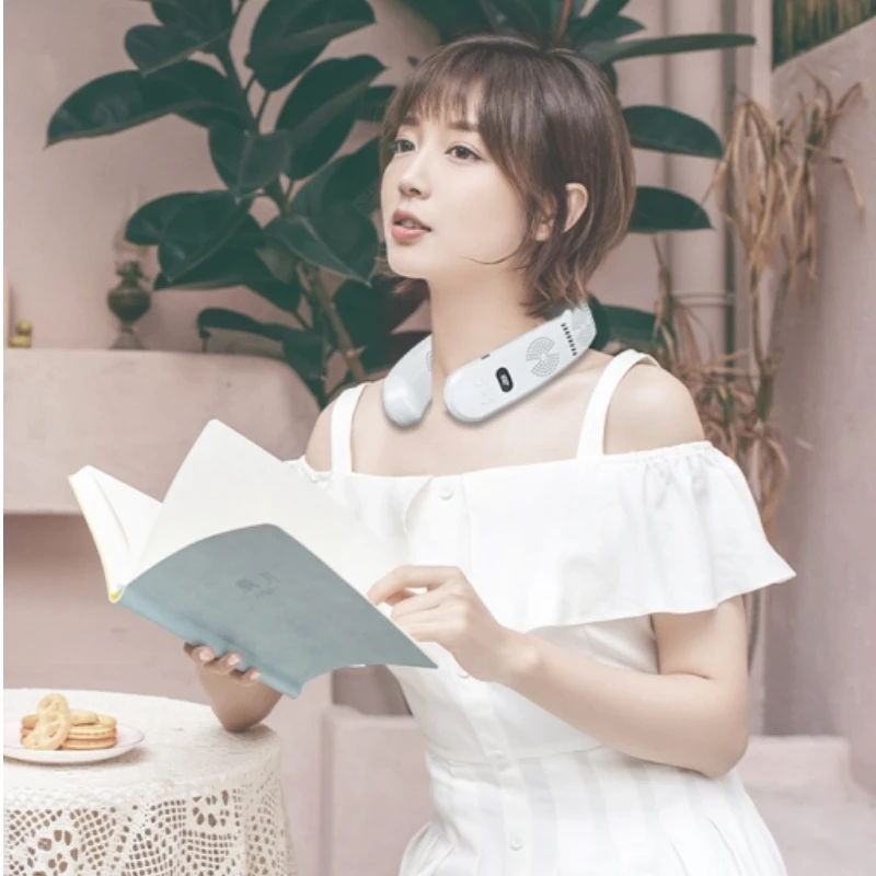 Portable Neck Fan Mini Air Conditioner Cooler Bladeless Fan 6000mAh USB Rechargeable Hanging Cooling Heating Wearable Fans