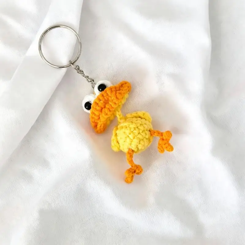 Niedliche Wurstmund-Enten-Häkel-Schlüsselanhänger, gestrickte Schlüsselanhänger, lustiger Häkel-Enten-Schlüsselanhänger für Taschenanhänger-Zubehör – Detail 6