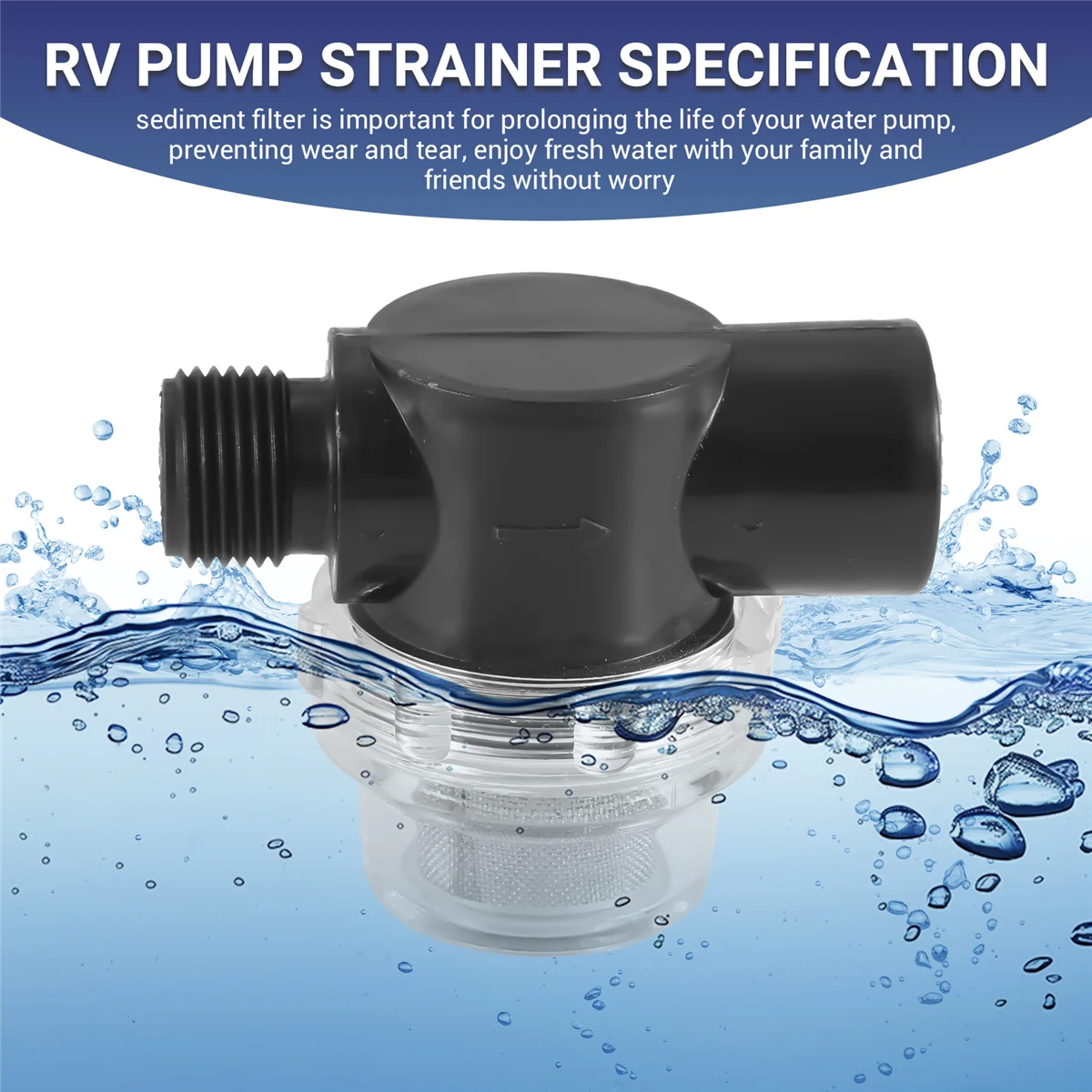 Activity Water Pump Strainer Filter, RV Replacement 1/2 Inch Twist-on Pipe Strainer Compatible with WFCO or Shurflo Pumps