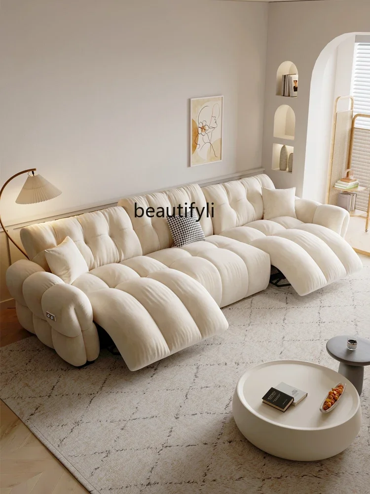 Cream Style First Class Cabin Electric Sofa Cat Fleece Small Apartment Living Room Home Space Multi-Functional Cabin Sofa