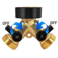 2 Pack Brass Garden Hose Splitter 2 Way, 3/4 Inch Hose Connector Tap Splitter, Hose Y Splitter, Hose Spigot Adapter