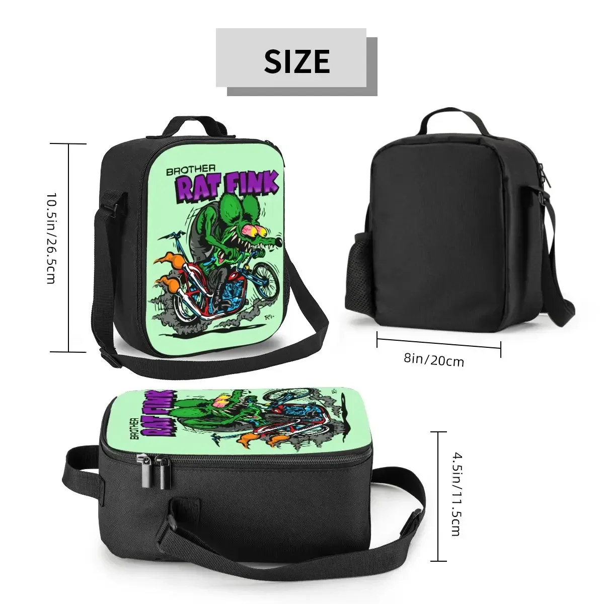 Anime Cartoon Rat Fink Insulated Lunch Bag for Women Thermal Cooler Bento Box Kids School Children