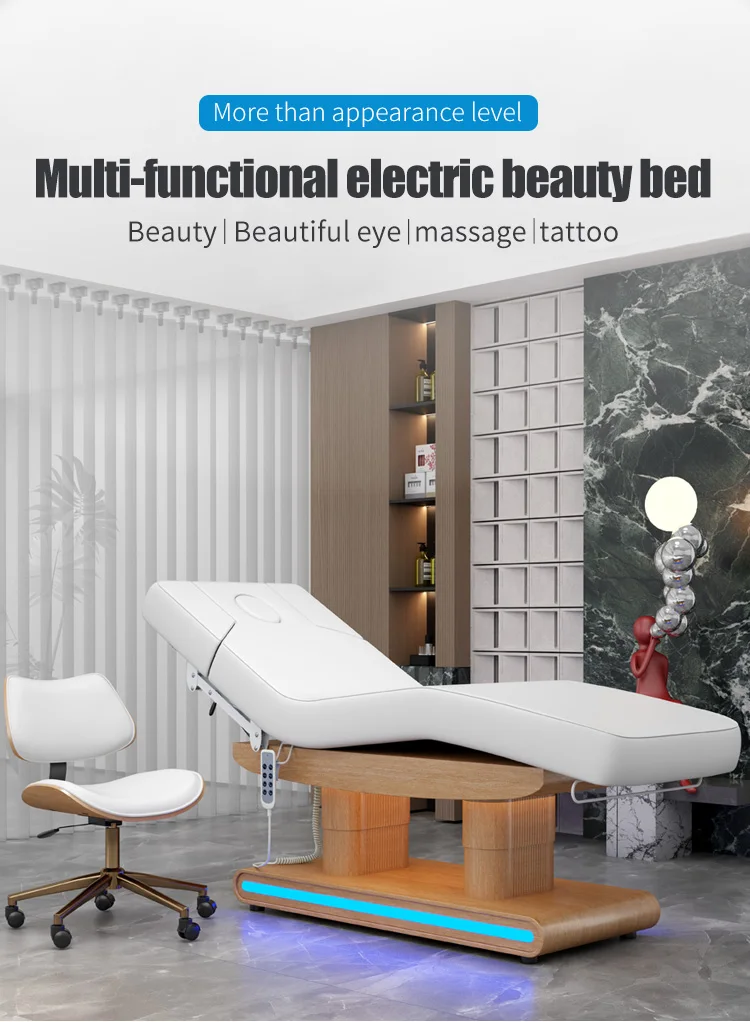 

Keyunshi Portable Electric Beauty Bed Facial Spa Table with Locking Wheels Lightweight for Home Use