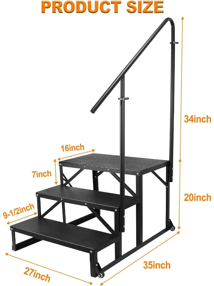 Gradini per scale per camper Gradini per vasca idromassaggio con corrimano, Scale per casa mobile 3 gradini, Pannello antiscivolo, Scale portatili Scale esterne