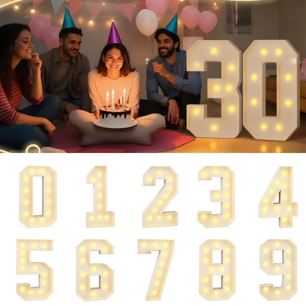 

0-9 Numbers LED Light Balloon 70cm Light Up Balloons Balloon Filling Box Giant Numbers Marquee Style Number Balloon