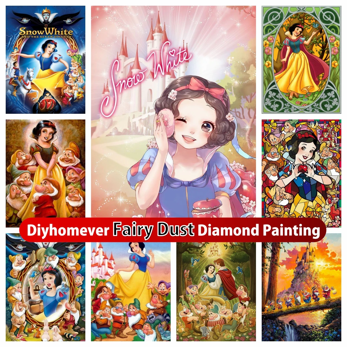 

Snow White Fairy Dust Diamond Painting Mosaic Disney Cartoon Princess Embroidery Cross Stitch Picture Home Decor Children's Gift