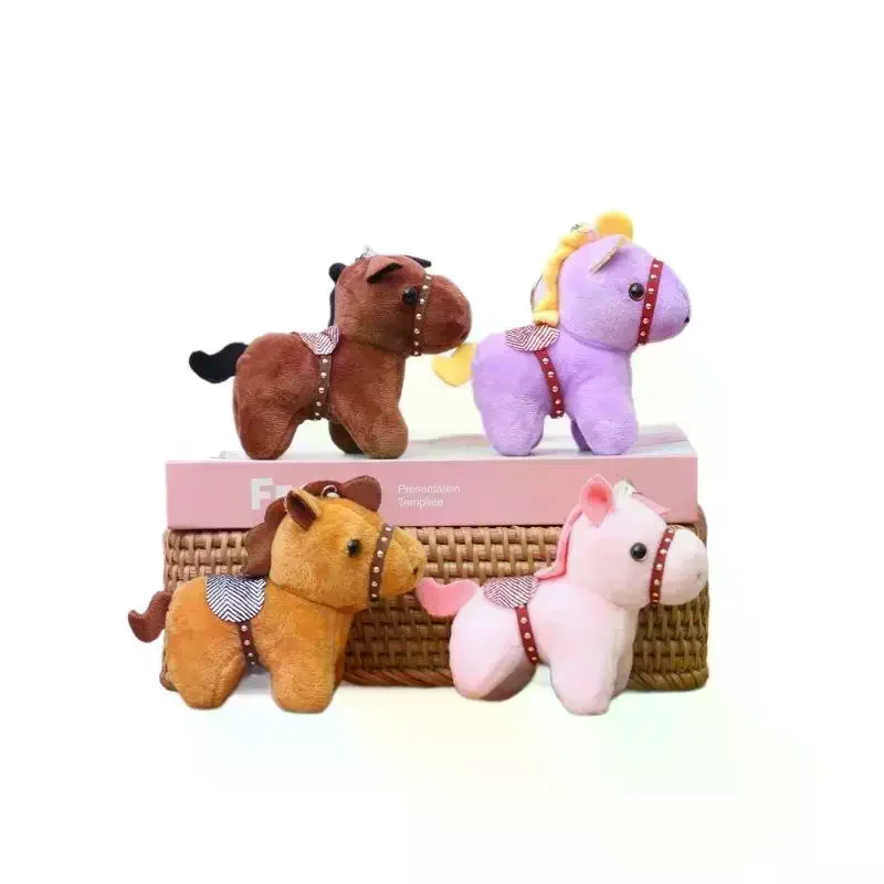 1Pcs Horses Plush Hanging Decor ​​Stuffed Animal Horse Key Ring Cute Pony Doll Backpack Ornaments Pendant Kids Toy