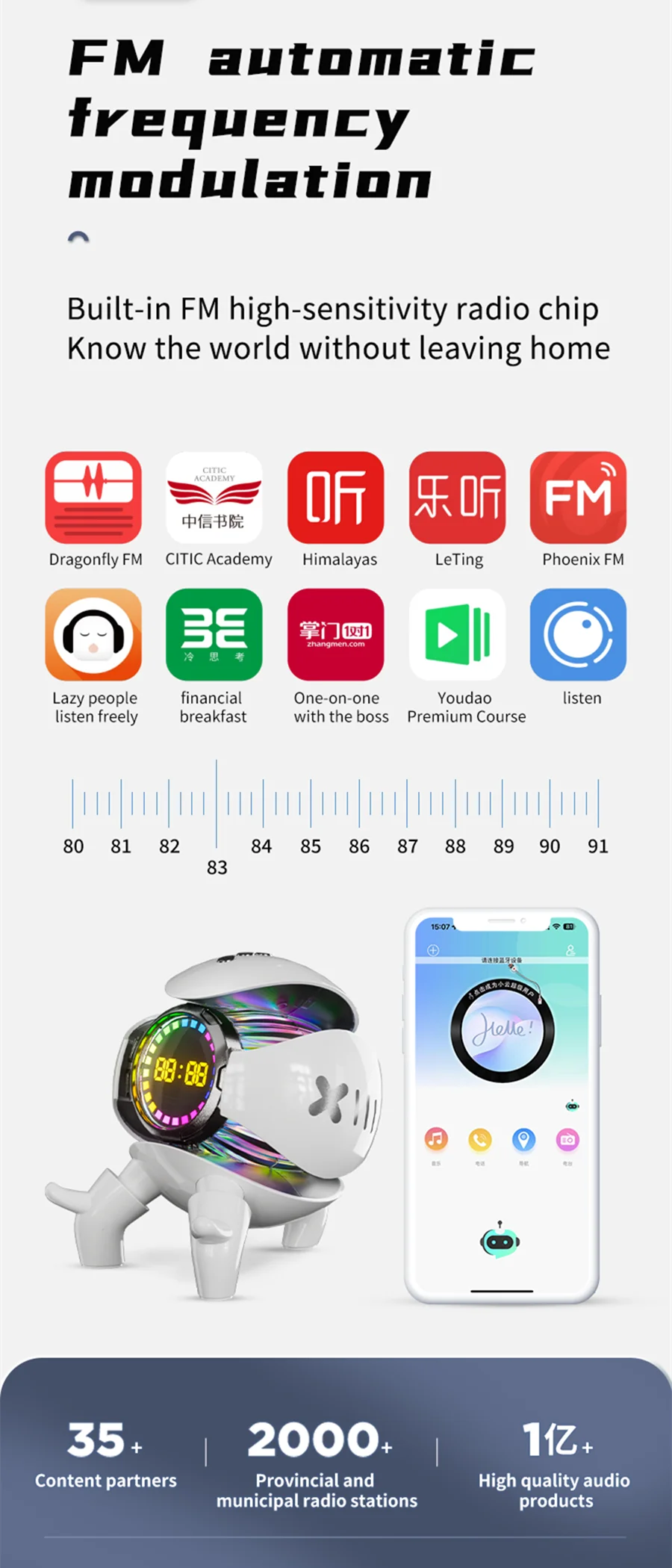 หุ่นยนต์มอนสเตอร์ลําโพงบลูทูธนาฬิกาปลุกสเตอริโอแบบพกพา AI Interactive Audio TF Card วิทยุ FM ลําโพงซับวูฟเฟอร์ไร้สาย