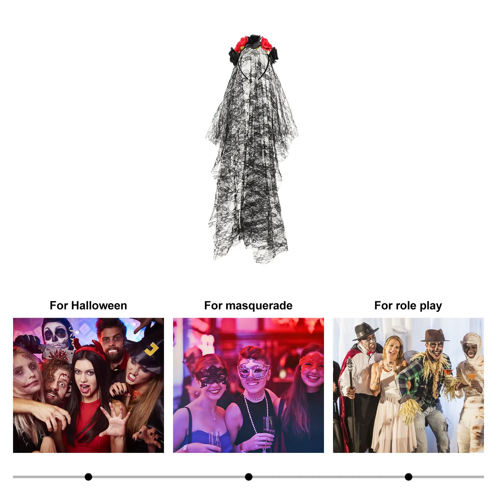 

3D Rose Headband Flower Design Day of The Dead Fake Party Headwear Stage Performance Headdress