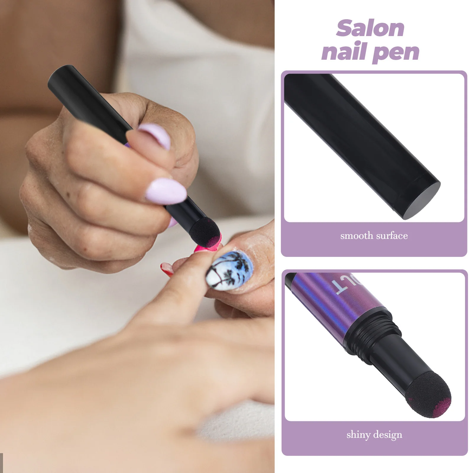 

6Pcs Nail Powder Pen Thin Glitter DIY Manicure Pen Salon Nail Art Accessory Mirror Effect Decoration