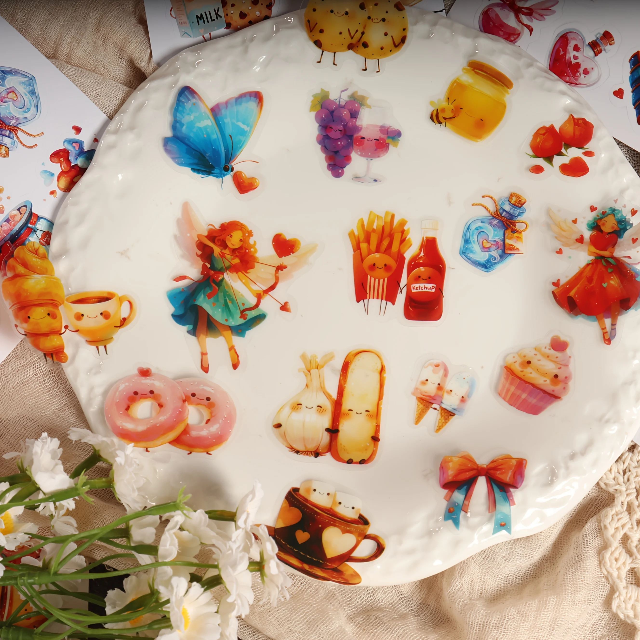 70–78 Stück PET- und Kunstdruckpapier-Aufkleber-Set, Liebesthema, für Urlaubsdekoration, Scrapbooking, Grußkarte, Postkartendekorationen – Detail 4