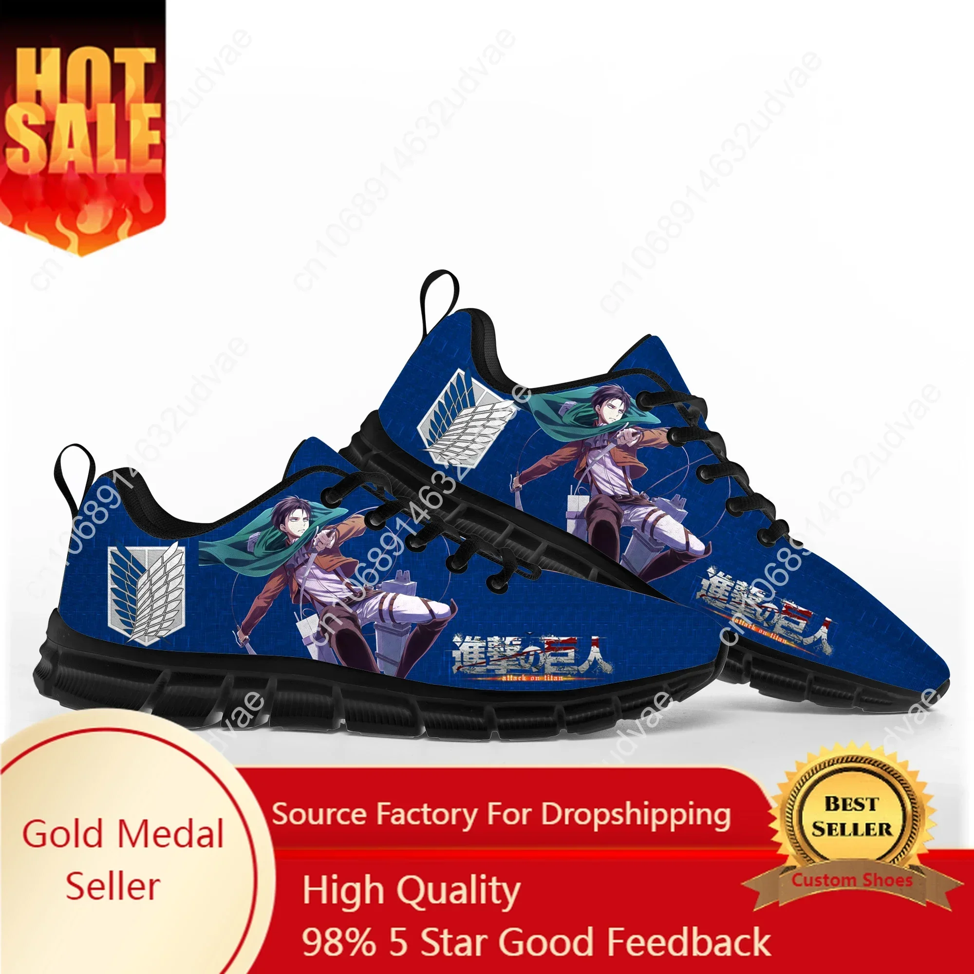 

Anime Attack on Titan Levi Ackerman Sports Shoes Mens Womens Teenager Comfortable Sneakers Custom High Quality Couple Shoe