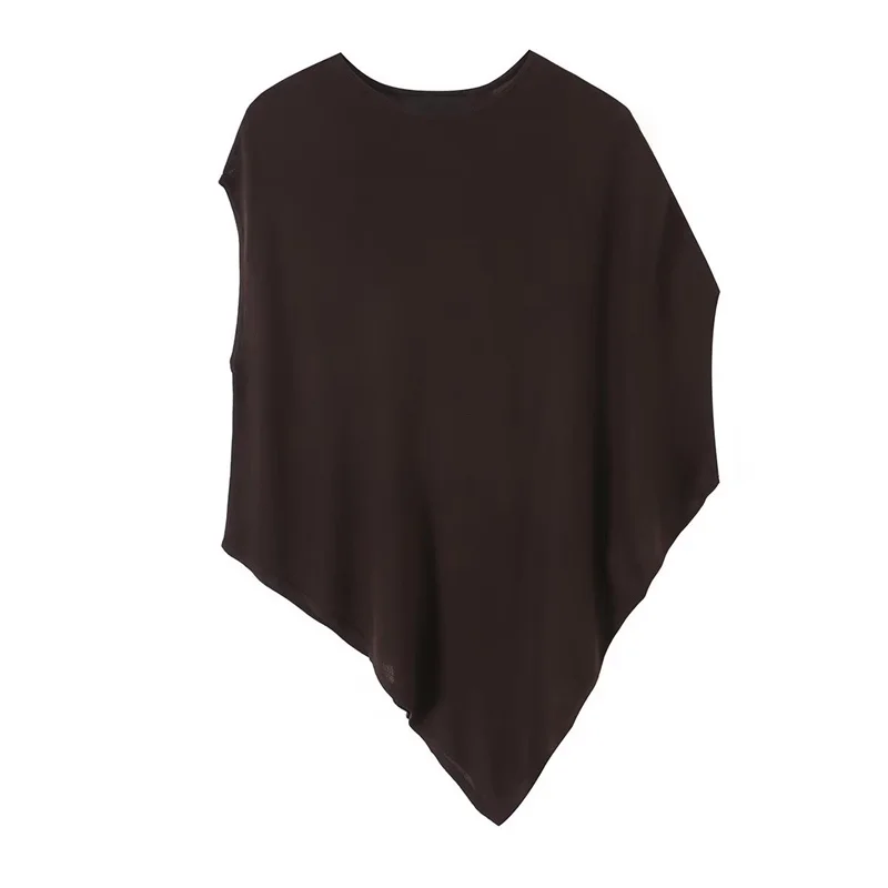 Guobioziy 2026 Summer New Women's Top Solid Color Asymmetrical Sleeve Romantic Knit Top Elegant and Stylish Personality Fashion