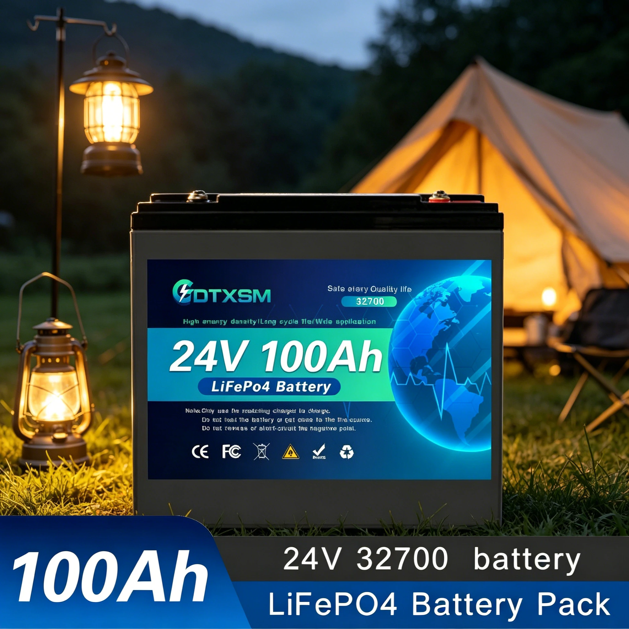 

24V 200Ah 32700 Lithium Battery LiFePO4 High Energy Density Rechargeable Battery For Off-Grid Solar System Outdoor RV Camper Van