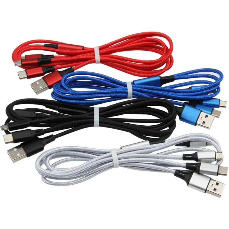 

100pcs/lot 1.2m 3 in 1 Multi Charging Cable Multi USB Fast Charging Cable for Cellphone Tablet 8pin Micro Type C Devices Cord