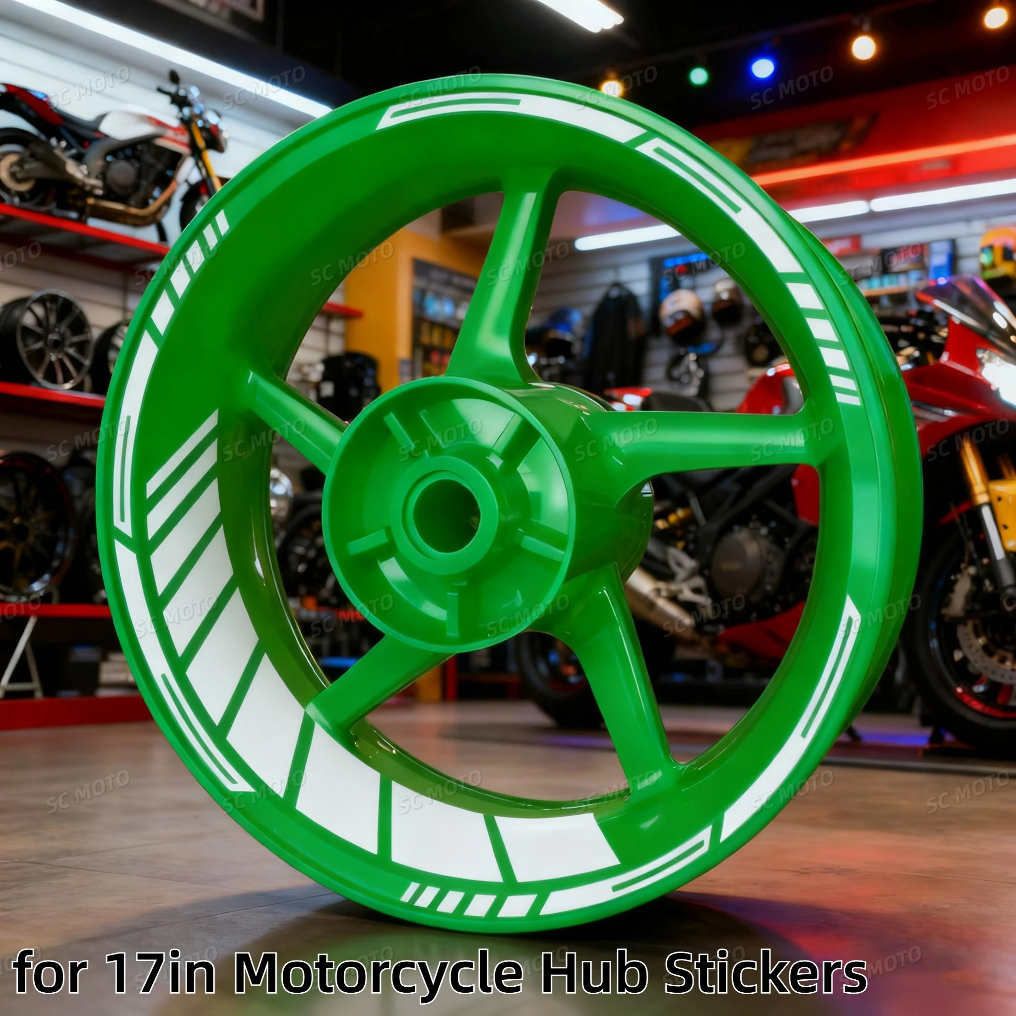 

16PCS for 17in Motorcycle Hub Stickers Cool Stripe Design Waterproof Self-adhesive Vinyl Decals DIY Motorbike Hub Decoration