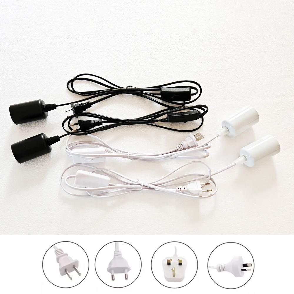 

E27 Lamp Holder 1.8m EU/US/AU/UK Plug Power Cord Lamp Base Socket LED Pendant Light Head With 303 Switch Extent Cable