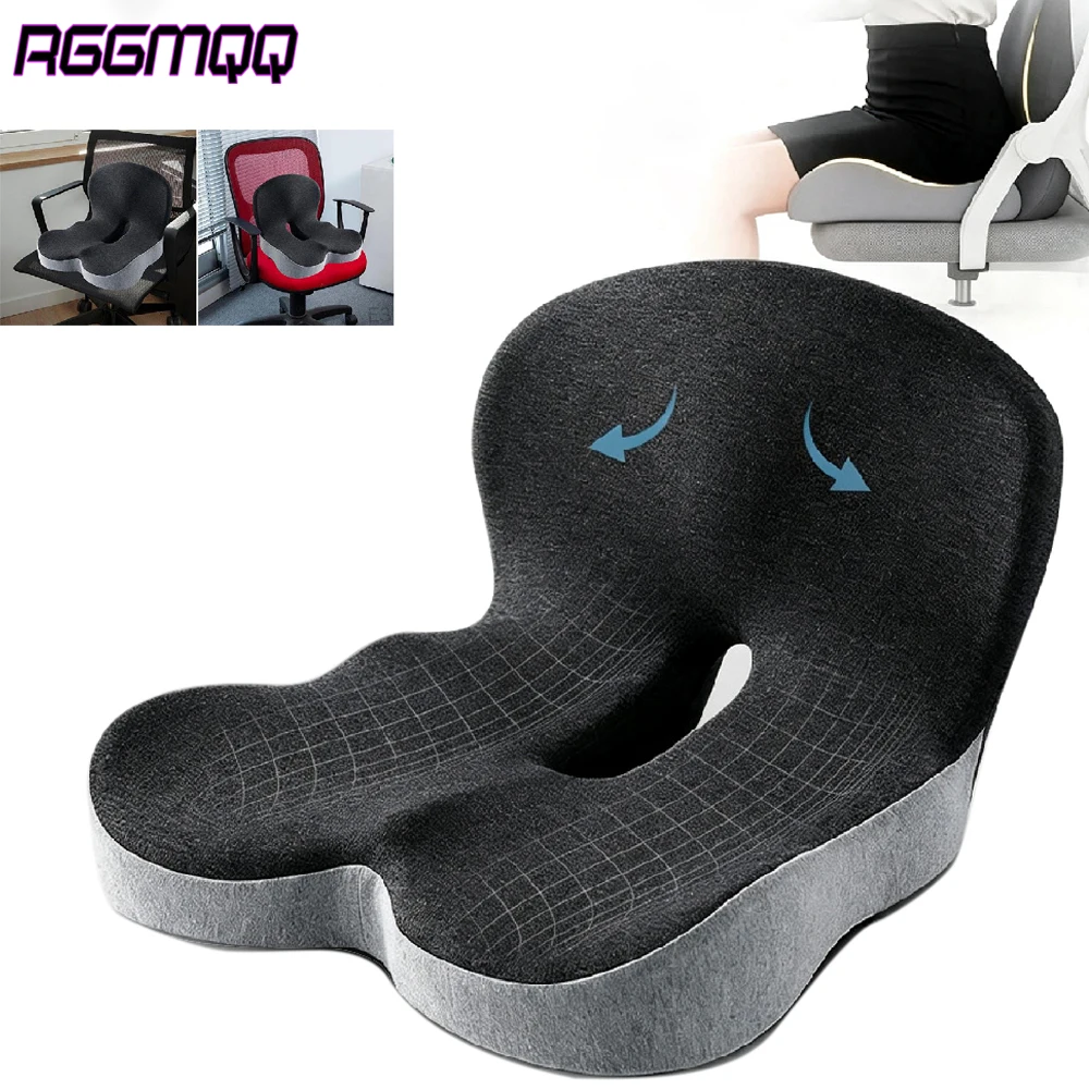 Orthopedic Memory Foam Seat Cushion L-Shaped Lumbar Back Support Breathable Ergonomic Non Slip for Office Chair Car Wheelchair