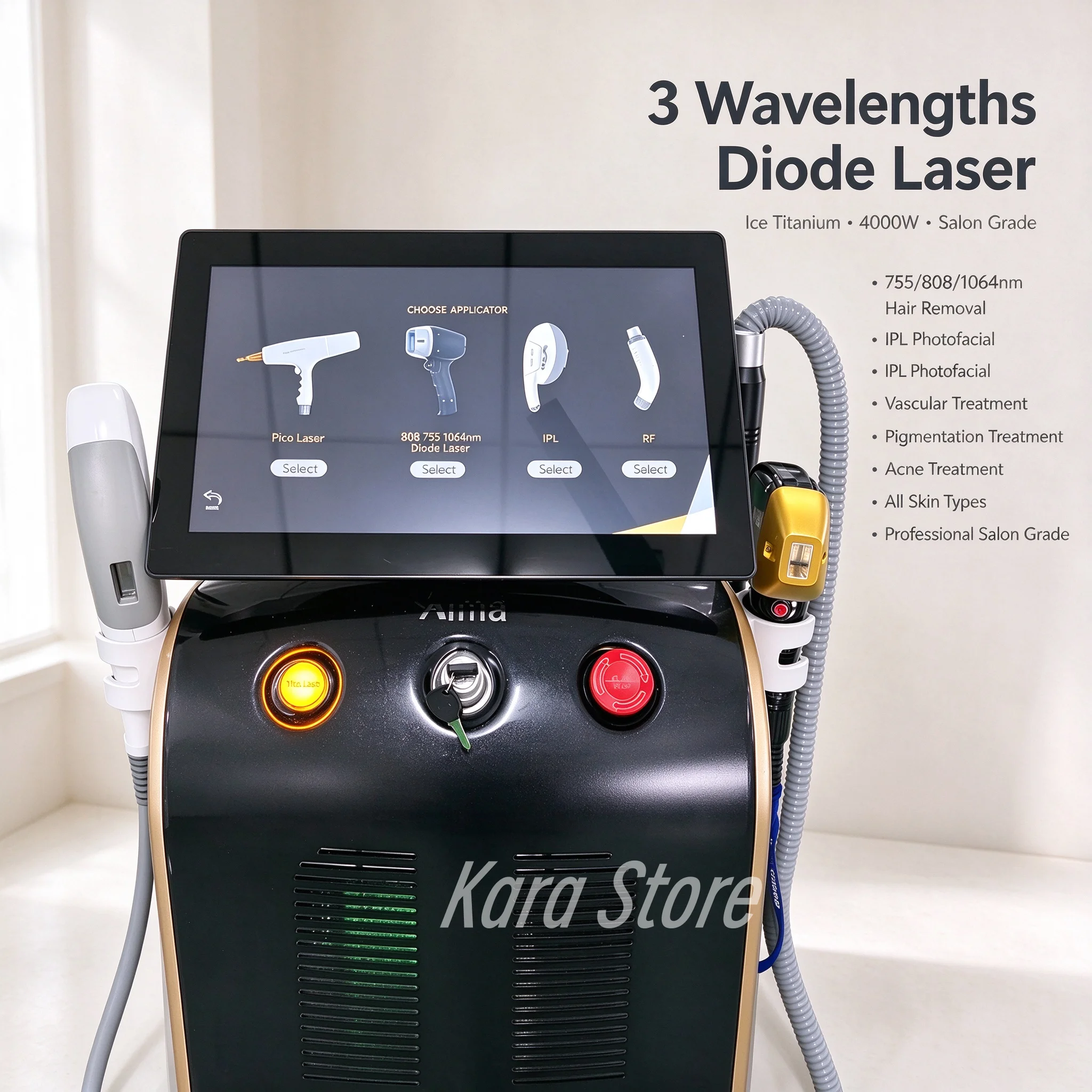 808nm Diode Laser Hair Removal Machine 4000w Depilation Equipment Three Wavelengths Ice Titanium Device Professional  For Salon