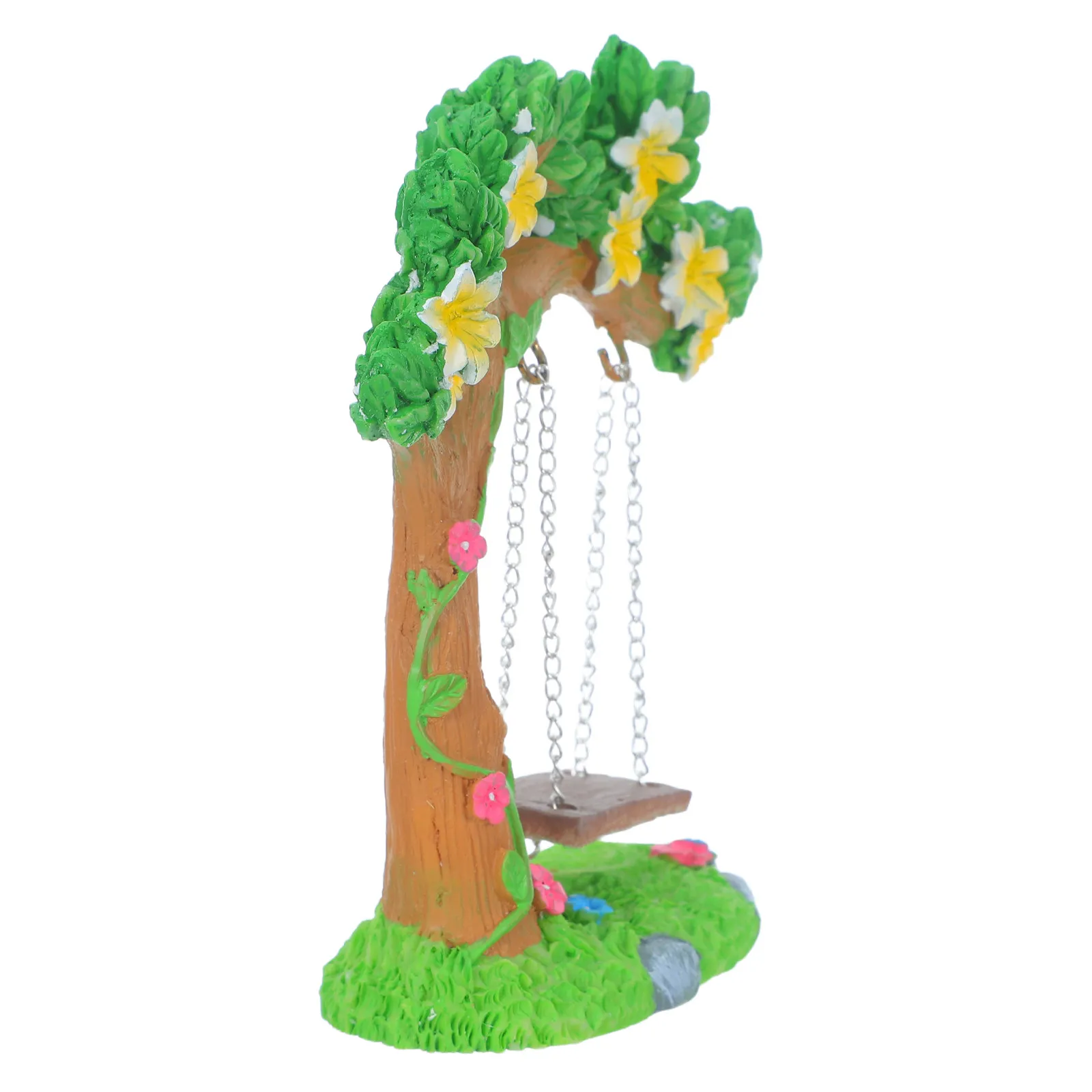

Micro Landscape Resin Flower Tree Swing Ornament for Fairy Garden Aquarium Terrarium Bookshelf Desktop Miniature Indoor Garden