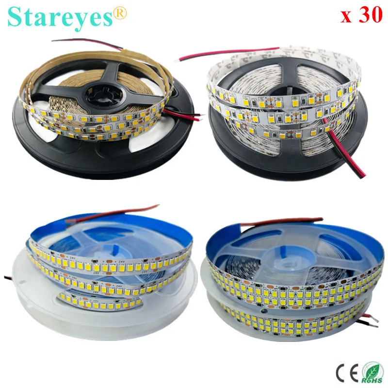 

30 Pcs SMD 2835 LED Strip 5m 120 240 480 LED/m DC 12V 24V IP20 Non waterproof Flexible Ribbon Warm white tape LED belt light