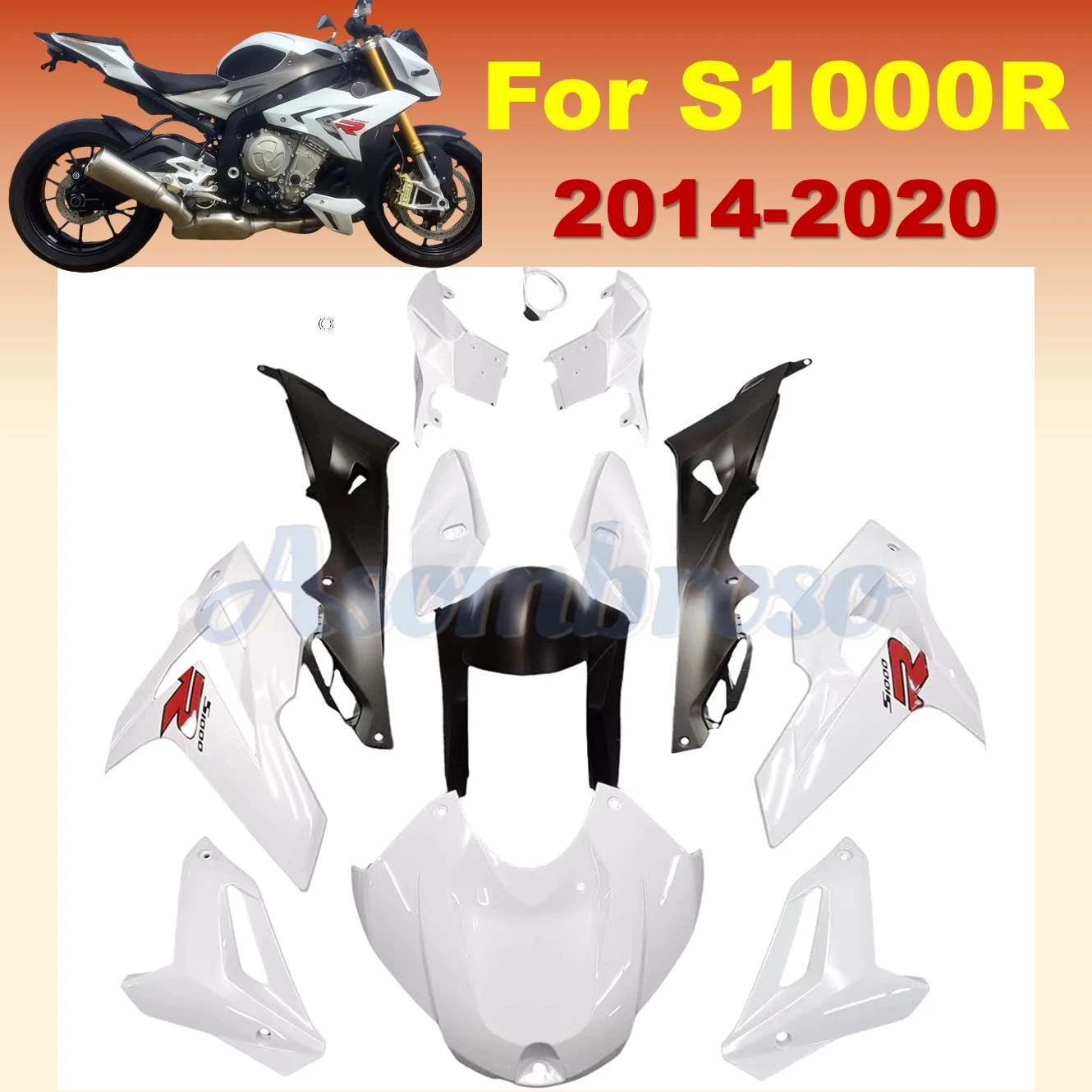 Pearl White Fairings For S1000R 2014 2015 2016 2017 2018 2019 2020  ABS Retrofit Body Cover Fairing Kits