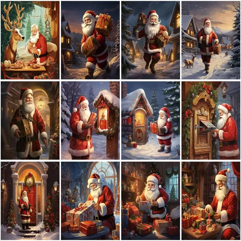 

CHENISTORY Painting By Numbers Santa Claus Coloring By Numbers Christmas Gift Handicraft On Canvas DIY Home Decoration