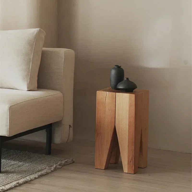 Modern Hotel Office Building Living Room Kitchen Solid Wooden Stools Chairs Stool Natural Cracking Wood Creative Tea Table