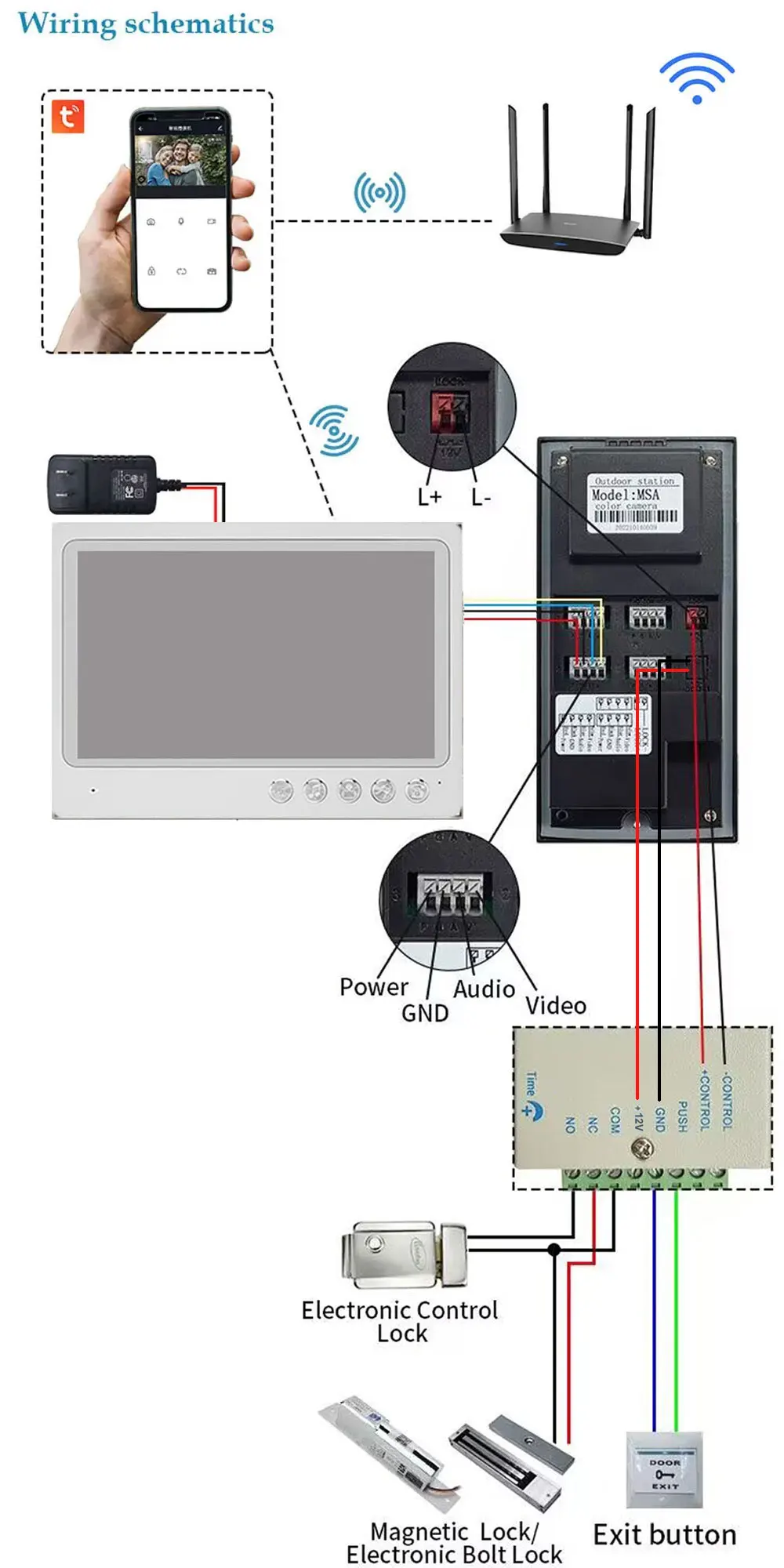 New TUYA 9 Inch Color  Screen Wireless Wifi Video Doorbell Smart APP Home Intercom Kit for RFID Access Control System