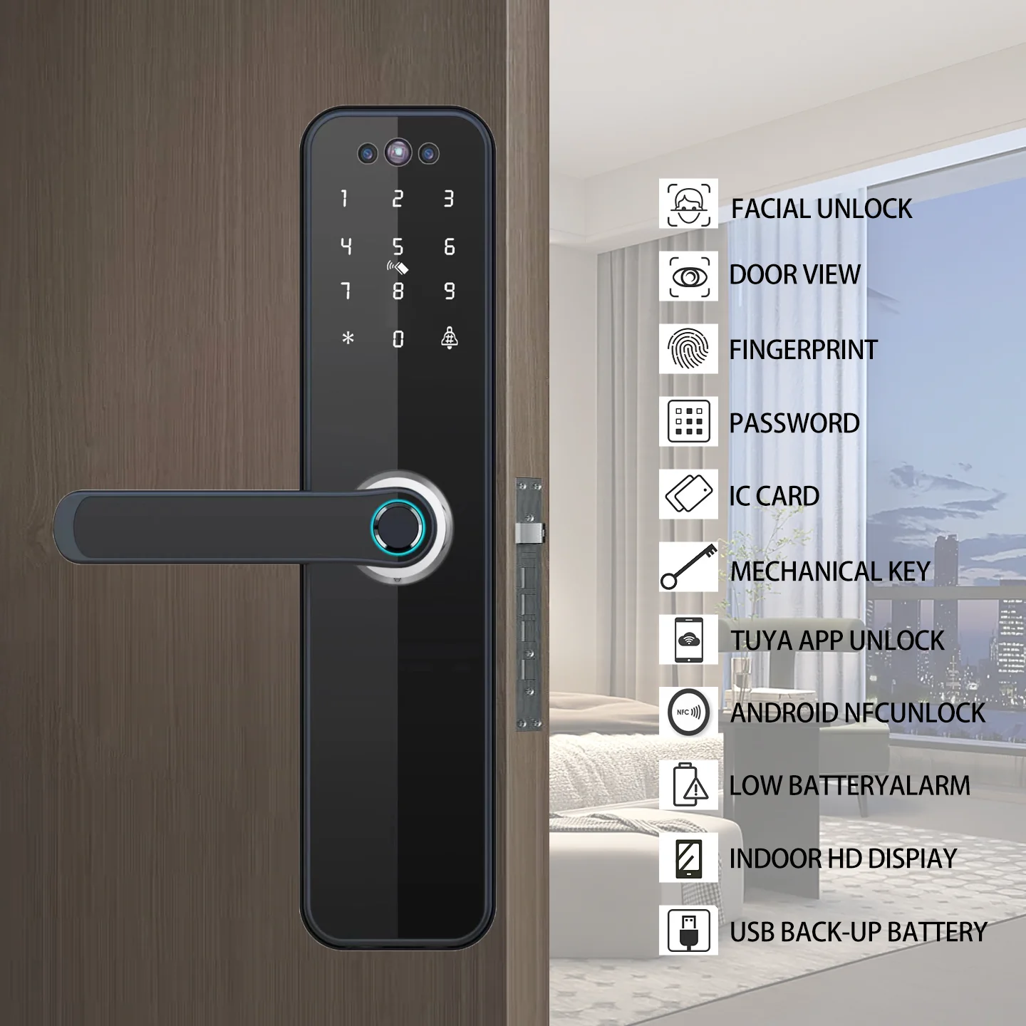 HAPLOCK TUYA wifi smart door lock serratura elettronica digitale riconoscimento facciale serratura per impronte digitali protezione di sicurezza smart lock