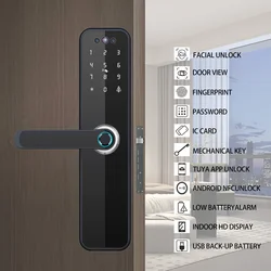 HAPLOCK-Tuya WiFi Smart Door Lock, Fechadura Eletrônica Digital, Reconhecimento Facial, Fechadura de Impressão Digital, Segurança-Proteção