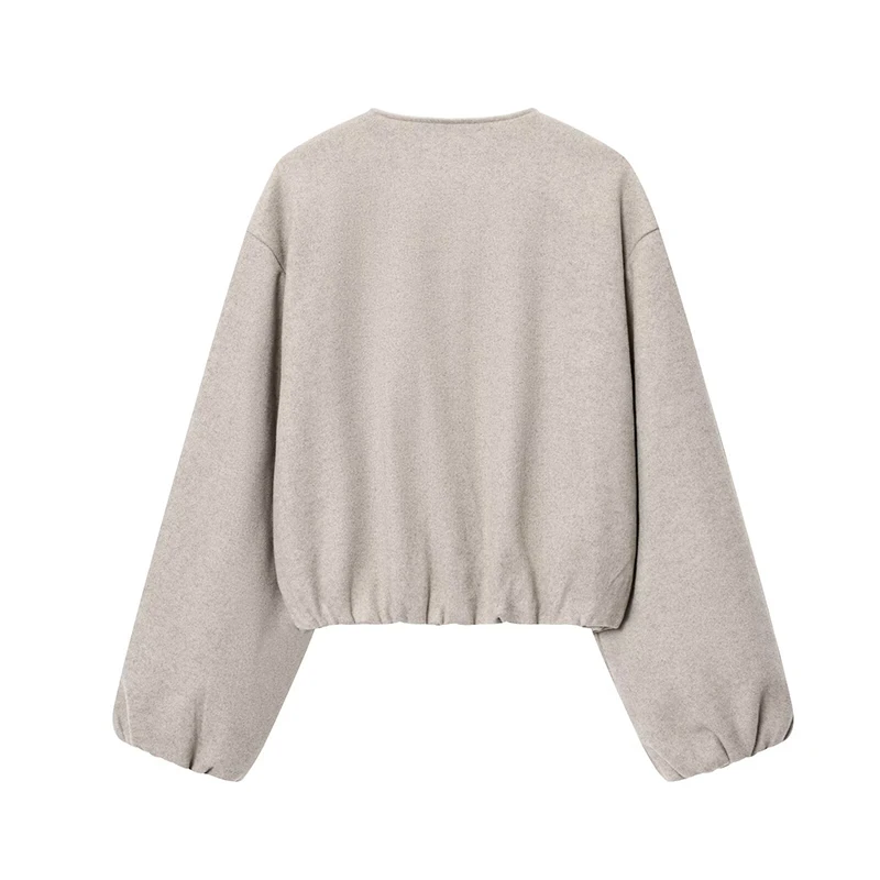 女性のジャケット コート ファッション ソフト ジッパー O ネック 長袖 コート カジュアル 女性 アウター シック トップス