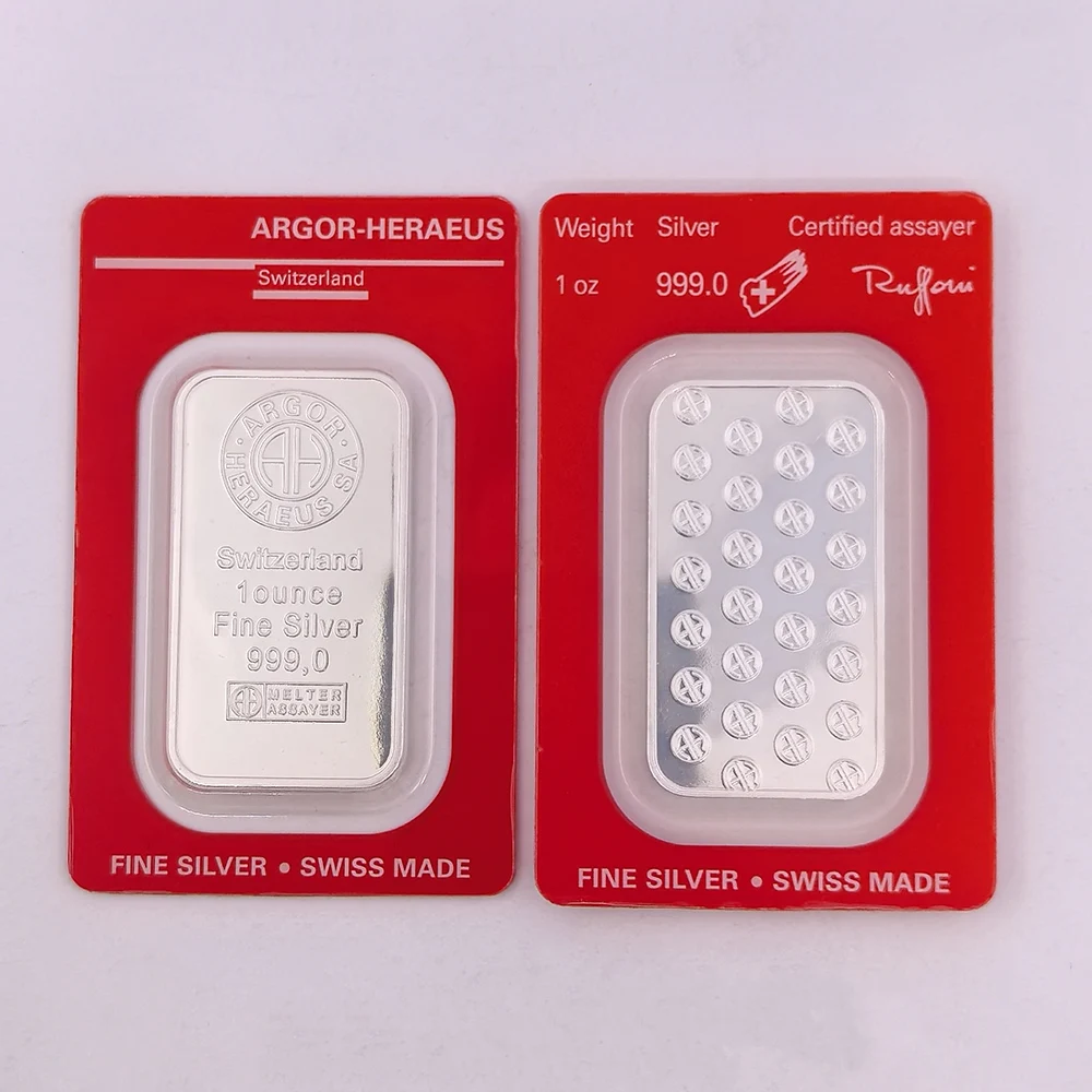 New 1 OZ Silver Plated Bar With Red Sealed Packaging 2.5g/5g/10g/20g/50g/100g Brass Gold Plated Bar With Unique Serial NO. Gift