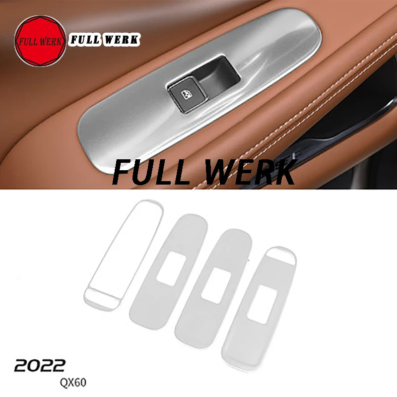 SS Car Interior Decoration for Infiniti QX60 2022 Window Switch Air Vent Reading Light Tailgate Handle Trim Sticker Cover Access