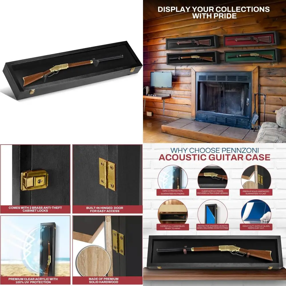 خزانة عرض آمنة للبندقية والبندقية مع حامل جداري للأسلحة النارية والسيوف