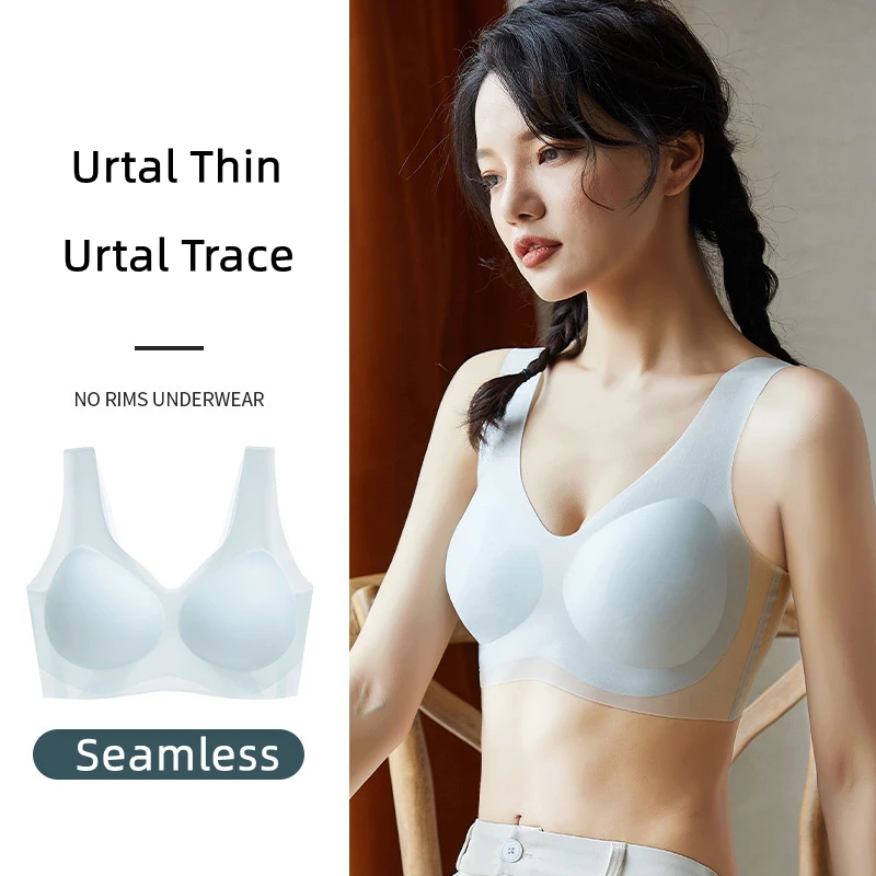 Sexy Urtal Thin Bras Cross Beauty Back Intimates Underwear Ice Silk Push Up Bralette Seamless Fixed Cup Lingerie Soutien Gorges