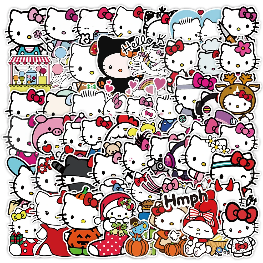 

10/30/50pcs Hello Kitty Sanrio Stickers Cute Cartoon Girl Decals Toy DIY Fridge Water Bottle Phone Kawaii Anime Graffiti Sticker