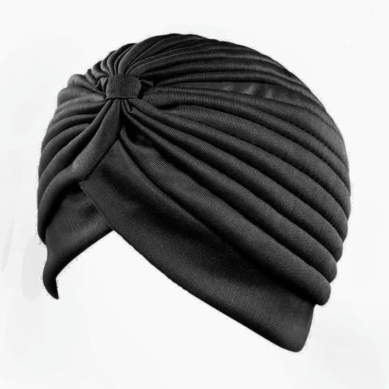 Women Stretch Turban Head Bonnet Cover Twisted Pleated Headwrap Assorted Colors Hair Cover Beanie Hats for Women