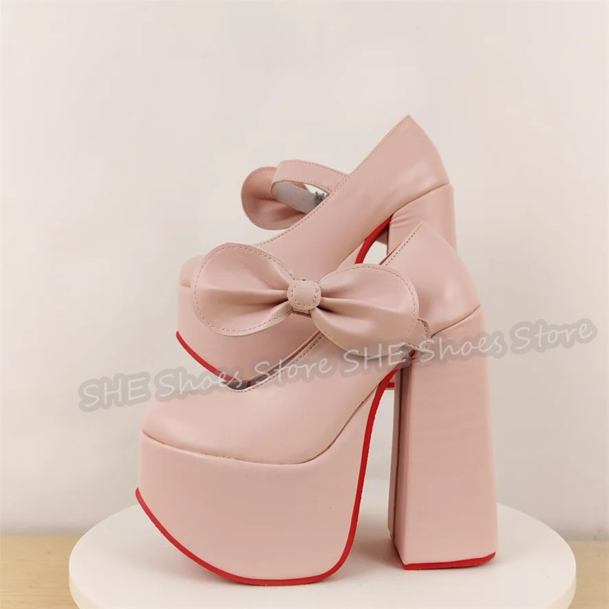 

Lolita Girl Platform High Heel Party Dress Shoes Y2K Butterfly-Knot Buckle Strap Women Mary Janes Pumps Large Size 35-52