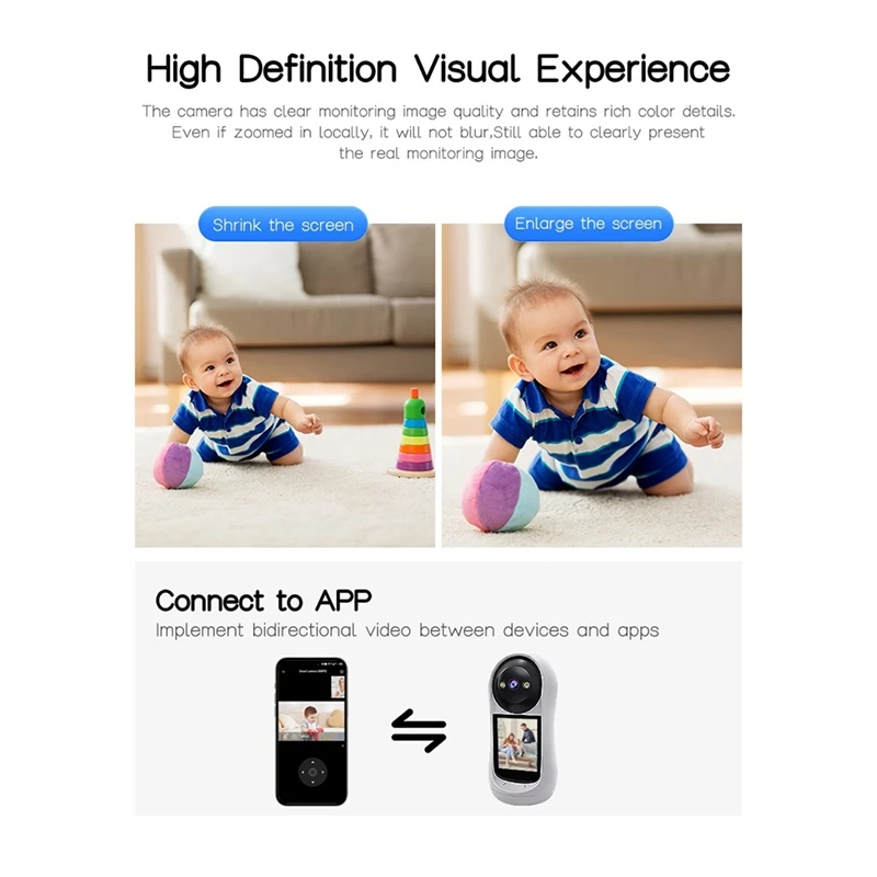 APPLIA-2.8 Inch Wifi Vedio Baby Monitor 8MP Surveillance IP Camera IPS Screen Sound Detection HD Smart Home PTZ Cam EU PLUG