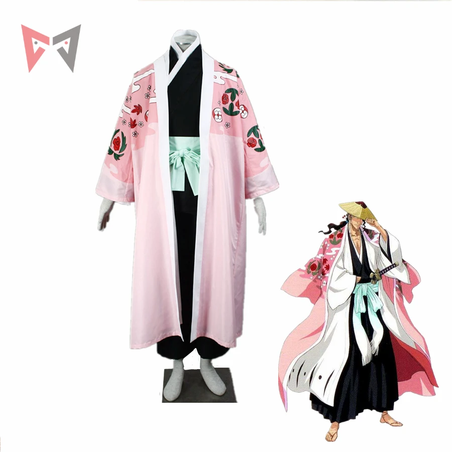 MMGG Bleach Cosplay Kyoraku Shunsui Cosplay Costume Custom Made Unique Printing Robe Outfit Kimono For  Men Plus Size