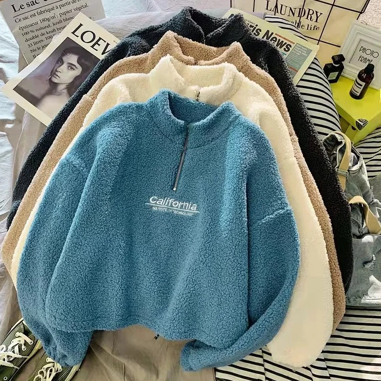 قمم المخملية الوقوف الرقبة الصوف اقتصاص هوديس الخريف إلكتروني التطريز طويلة الأكمام الرباط البلوز أنيقة أفخم