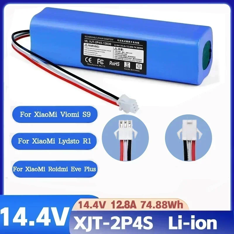 

2025 100% Original For XiaoMi Viomi S9 Lydsto R1 Roidmi Eve Plus 14.4V lithium battery 2P4S 5200mAh 6500mAh 9800mAh 12800mAh